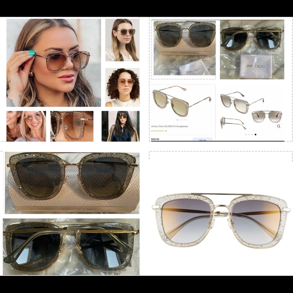 JIMMY CHOO GLITTER PILOT SUNGLASSES